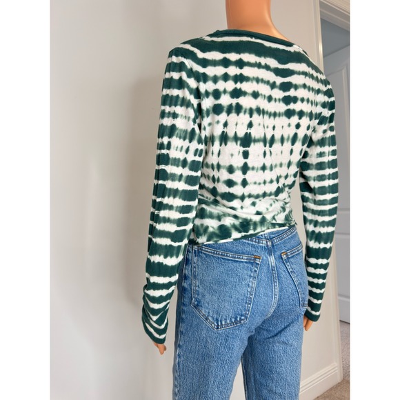 PINK Victoria's Secret Tie Dye Twist Front Long Sleeve Top Green White XS - Picture 6 of 14